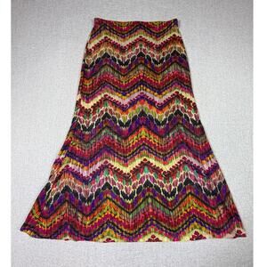 AMMA Women Sm Multicolor Elastic Waist Maxi Boho Hippie Chic Lightweight Skirt